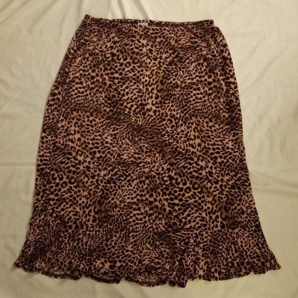 Y2K KC Stevens Green Leopard Print Skirt